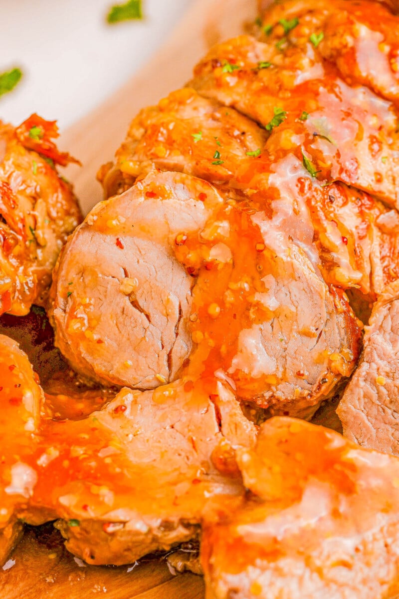 Slow Cooker Apricot Glazed Pork Tenderloin Averie Cooks