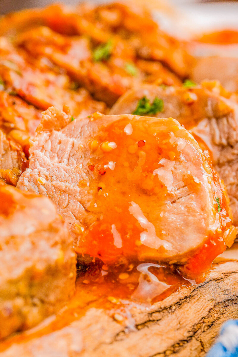 Slow Cooker Apricot Glazed Pork Tenderloin Averie Cooks