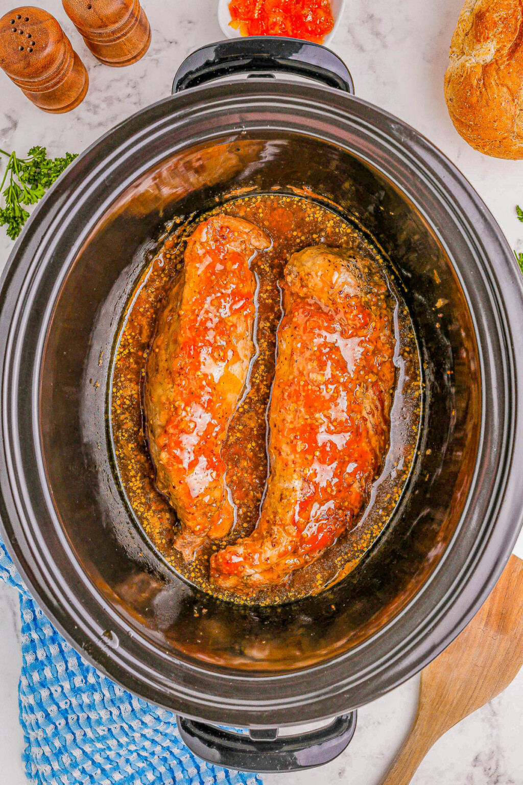 Slow Cooker Apricot Glazed Pork Tenderloin Averie Cooks