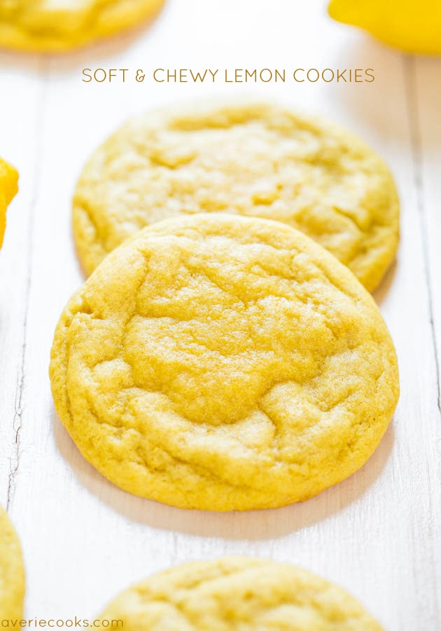 Soft and Chewy Lemon Cookies - They pack a powerful lemon punch, they’re soft and dense rather than cakey, and they’re thick enough to sink your teeth into!