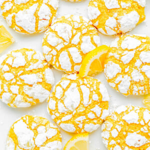 Lemon Crinkle Cookies on a plate.