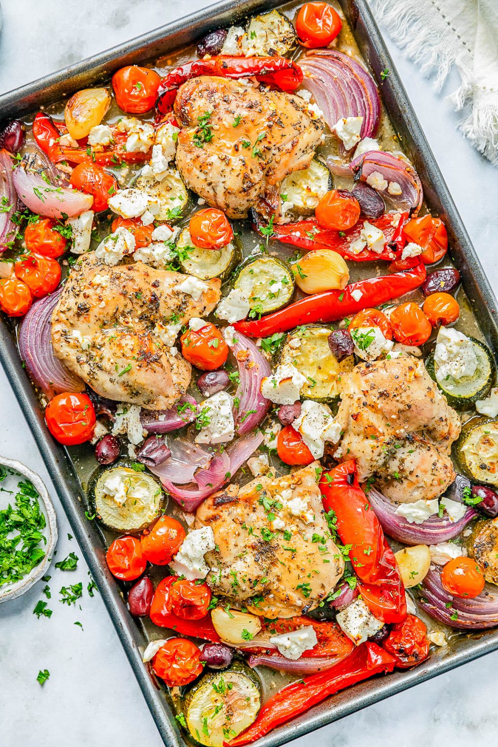 Greek Sheet Pan Chicken (Flexible Recipe!) - Averie Cooks