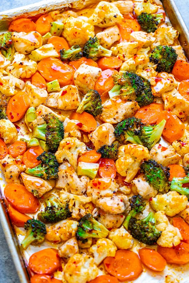 Sweet Chili Roasted Chicken and Vegetables (One Pan, 15 Minutes)